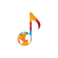 globo e musica Nota icona logo design. vettore illustrazione icona con globale musica media gestione concetto.