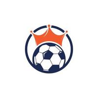 calcio re vettore logo design. calcio e corona icona design.