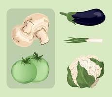 icone verdure cibo vettore
