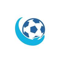 calcio cura vettore logo design. calcio palla e mano icona.