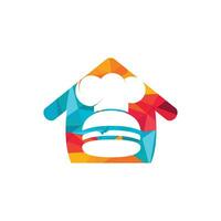 hamburger capocuoco Casa vettore logo design modello. retrò veloce cibo hamburger distintivo logo design.