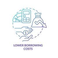 inferiore prestiti costi blu pendenza concetto icona. ridurre prestito costi. equilibrato bilancio Requisiti astratto idea magro linea illustrazione. isolato schema disegno. vettore