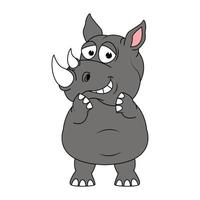 simpatica illustrazione di cartone animato animale rinoceronte vettore