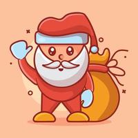 divertente Santa Claus personaggio portafortuna con agitando espressione isolato cartone animato nel piatto stile design vettore