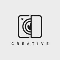 minimo telecamera lente fotografia logo design Immagine vettore