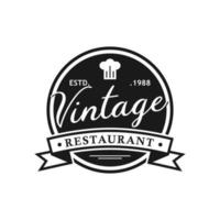 Vintage ▾ cibo e ristorante logo vettore modello