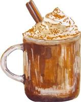 mano disegnato zucca latte macchiato caffè bevanda clipart illustrazione isolato su bianca vettore