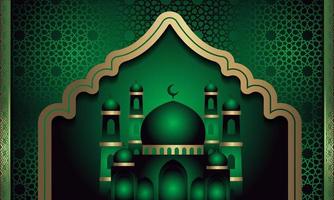 arabo bandiera con verde sfondo e moschea vettore