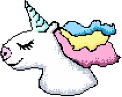 carino pixel unicorno vettore blu rosa