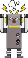 simpatico cartone animato robot malfunzionante vettore
