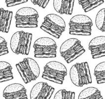 senza soluzione di continuità modello di hamburger illustrazione nel dipingere spazzola disegno stile. vettore