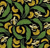 singolo modello di Banana frutta e le foglie nel scarabocchio Vintage ▾ stile. vettore