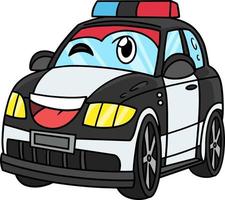 polizia auto con viso veicolo cartone animato clipart vettore