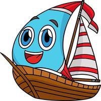 barca a vela con viso veicolo cartone animato colorato clipart vettore