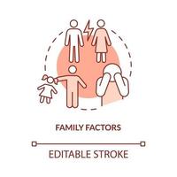 famiglia fattori rosso concetto icona. casa ambiente. problema nel pubblico scuole astratto idea magro linea illustrazione. isolato schema disegno. modificabile ictus. vettore