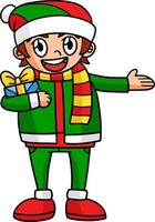 Natale ragazzo cartone animato colorato clipart illustrazione vettore