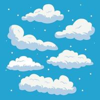 cartone animato nuvole icona collezione vettore