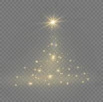 Natale albero a partire dal leggero vettore. d'oro Natale albero come un' simbolo di un' contento nuovo anno, un' allegro Natale vacanza. d'oro leggero decorazione. luminosa brillante vettore