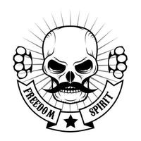 cranio con un' baffi vettore illustrazione. combattimento club logo