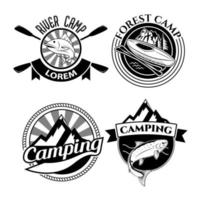 campeggio logo, etichette e distintivi. viaggio emblemi vettore