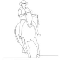 continuo linea disegno uomo equitazione cavallo vettore illustrazione