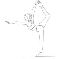 continuo linea disegno di donna di corpo yoga vettore illustrazione