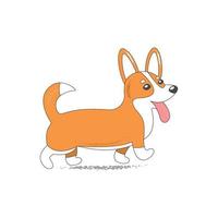 carino contento vettore corgi cane passeggiate su bianca sfondo. bambino vettore illustrazione.