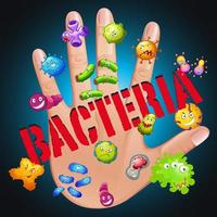 batteri sulla mano umana vettore