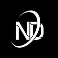 nd logo. n d design. bianca nd lettera. nd lettera logo design. iniziale lettera nd connesso cerchio maiuscolo monogramma logo. vettore