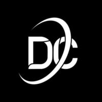 dc logo. d c design. bianca dc lettera. dc lettera logo design. iniziale lettera dc connesso cerchio maiuscolo monogramma logo. vettore