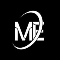 me logo. m e design. bianca me lettera. me lettera logo design. iniziale lettera me connesso cerchio maiuscolo monogramma logo. vettore