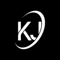 kj logo. K j design. bianca kj lettera. kj lettera logo design. iniziale lettera kj connesso cerchio maiuscolo monogramma logo. vettore