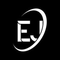 ej logo. e j design. bianca ej lettera. ej lettera logo design. iniziale lettera ej connesso cerchio maiuscolo monogramma logo. vettore
