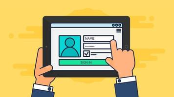 modello web del modulo di login del tablet vettore