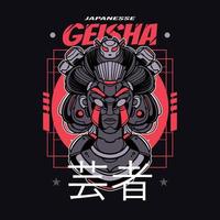vettore illustrazione di mecha geisha