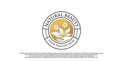naturale bellezza logo design per donna con emblema concetto premio vettore