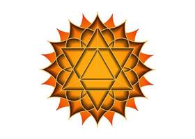 sacro geometria, mistico simbolo di il Merkaba, secondo chakra chakra, sacrale loto fiore nel arancia colore, Magia logo geometrico mandala disegno, vettore isolato su bianca sfondo