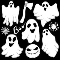vettore illustrazione impostato di vettore elementi adesivi adesivi icone Halloween vacanza impostato di fantasmi fantasma foglio bianca ascia