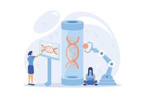 innovativo biotecnologia. medico, biologico ricerca. dna ri combinazione. genetico ingegneria, genetico modifica, genetico manipolazione concetto. piatto vettore moderno illustrazione