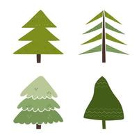 collezione di astratto stilizzato Natale alberi. mano disegnato Natale albero per festivo design. tradizionale vacanza simbolo. vettore illustrazione isolato su bianca sfondo