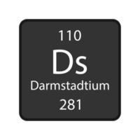simbolo di darmstadtium. elemento chimico della tavola periodica. illustrazione vettoriale. vettore