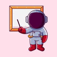 carino astronauta spiegando con tavola cartone animato vettore illustrazione. cartone animato stile icona o portafortuna personaggio vettore.