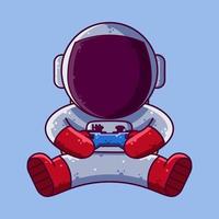 carino astronauta giocando video gioco cartone animato vettore illustrazione. cartone animato stile icona o portafortuna personaggio vettore.