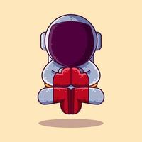 carino astronauta meditazione yoga cartone animato vettore illustrazione. cartone animato stile icona o portafortuna personaggio vettore.