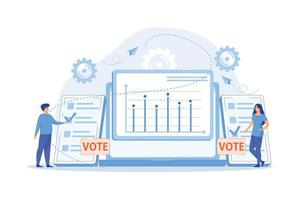 in linea elezioni. elettore fabbricazione scelta. elettorato esprimendo opinione. elettronico voto, votare sistema, in linea governo tecnologia concept.flat vettore moderno illustrazione