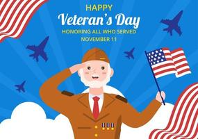 contento veterani giorno sfondo modello mano disegnato cartone animato piatto illustrazione vettore