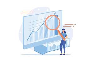 dati analitica in linea corso. attività commerciale analisi istruire, addestramento, tutoraggio. azienda profitto statistica e metrica monitoraggio. diagramma analizzando. piatto vettore moderno illustrazione