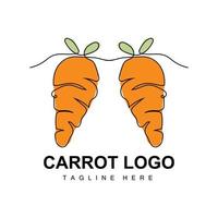 carota logo design linea vettore stile vegetariano frutta verdura icona cucinando ingredienti