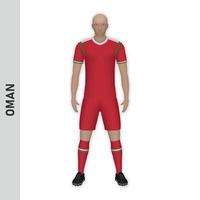 3d realistico calcio giocatore modello. Oman calcio squadra kit templa vettore