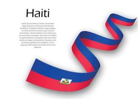 agitando nastro o bandiera con bandiera di Haiti. modello per indipendente vettore